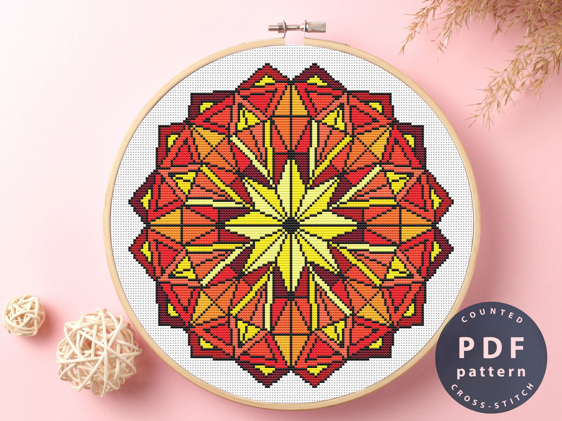 Mandala Cross Stitch Pattern: Abstract Geometric Design (PDF Pattern)