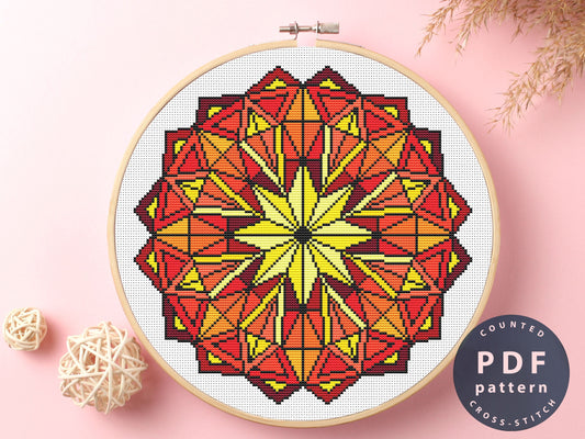 Mandala Cross Stitch Pattern: Abstract Geometric Design (PDF Pattern)