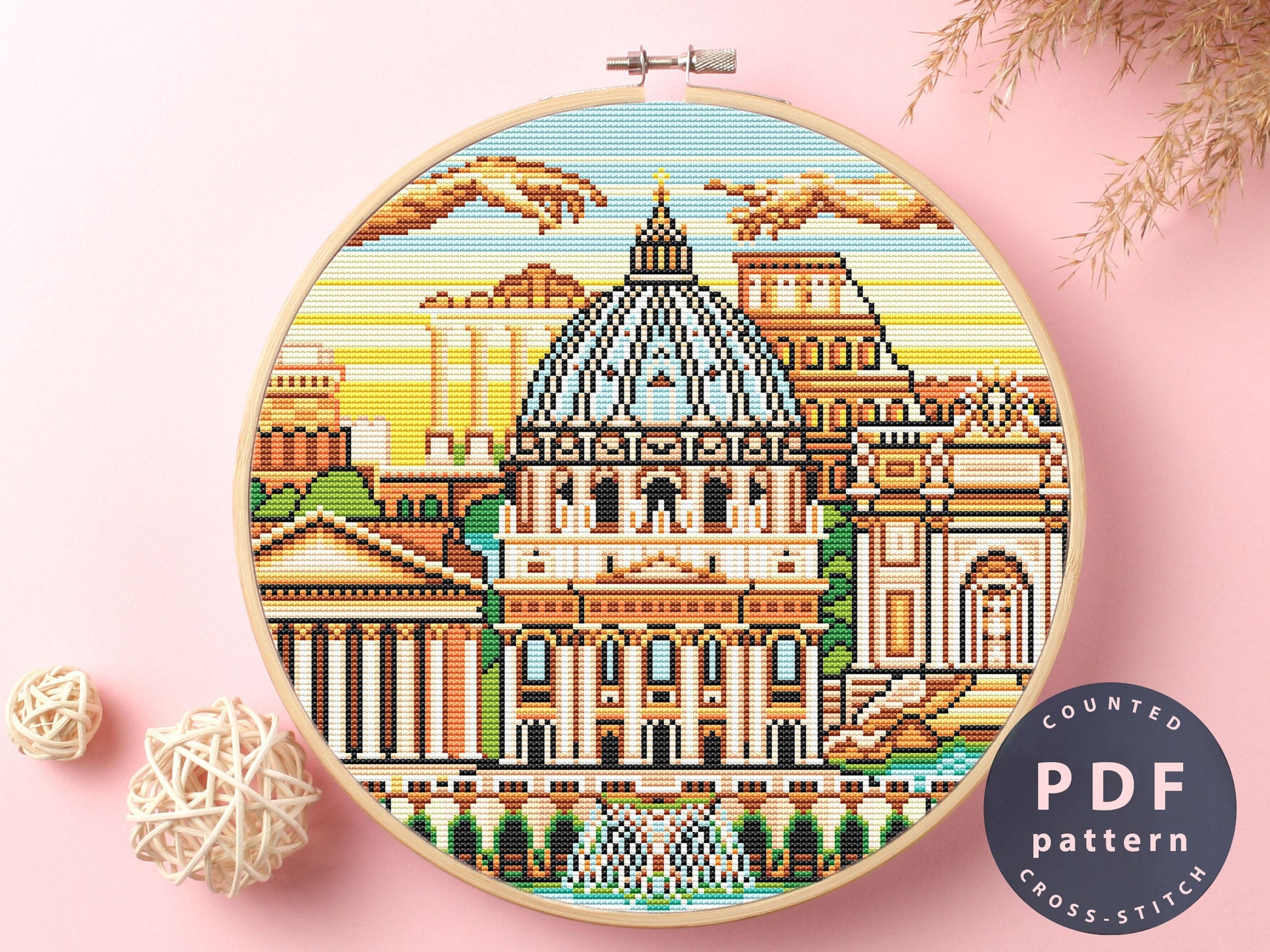 Rome Cross Stitch Pattern: DIY Embroidery (PDF Download)