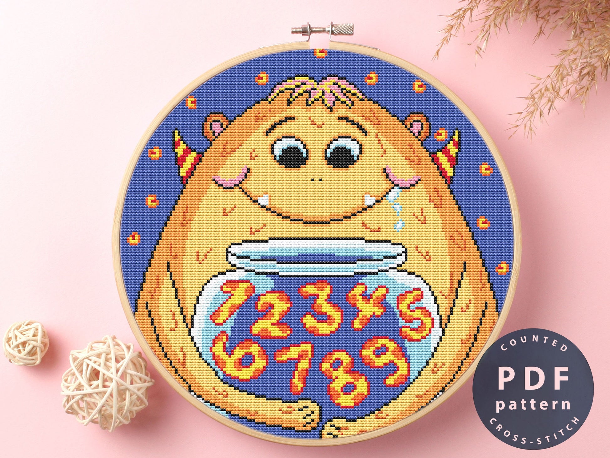 Monster Numbers Cross Stitch Pattern | Beginner Needlepoint (Digital Download)
