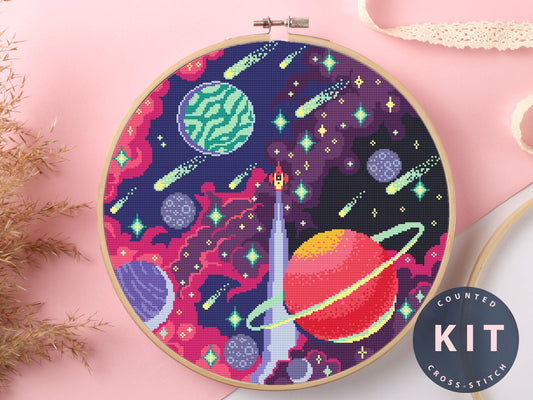 Space Cross Stitch Kit Beginner #KEMX082