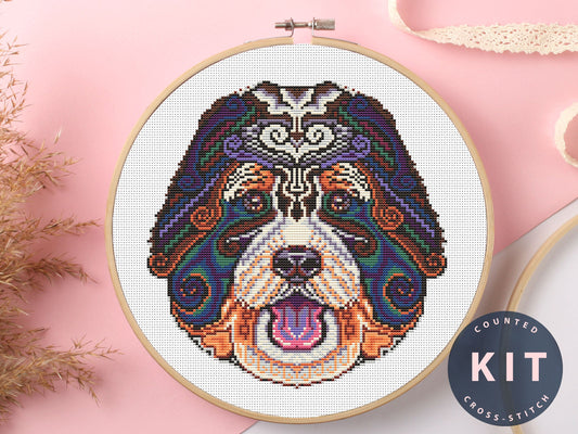 Bernedoodle Cross Stitch Kit Beginner #KEMX330