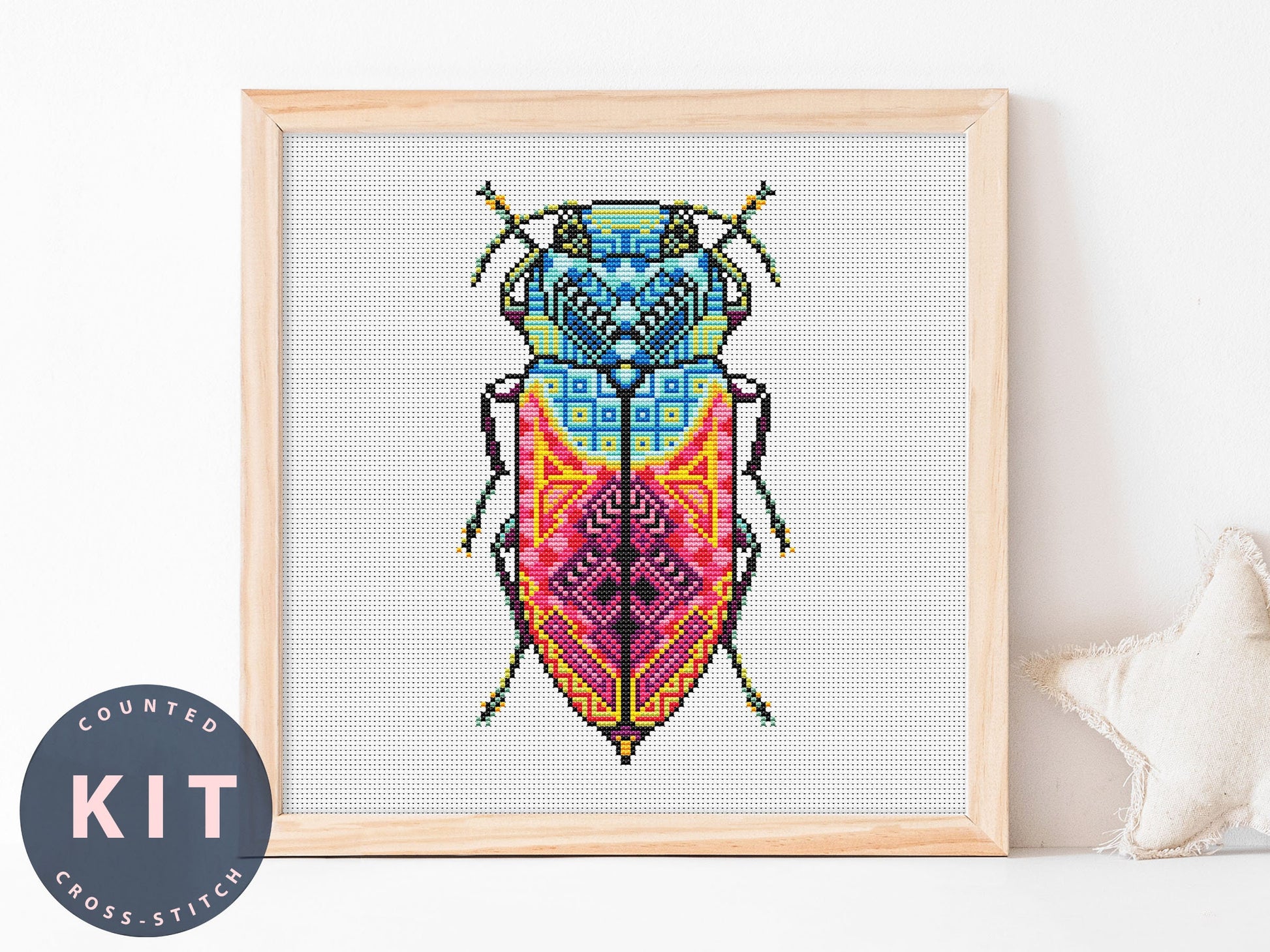 Bug Cross Stitch Kit: Anthaxi Cyclanthaxia Croesus, Beginner DIY