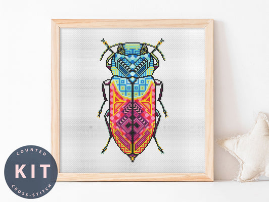 Bug Cross Stitch Kit: Anthaxi Cyclanthaxia Croesus, Beginner DIY