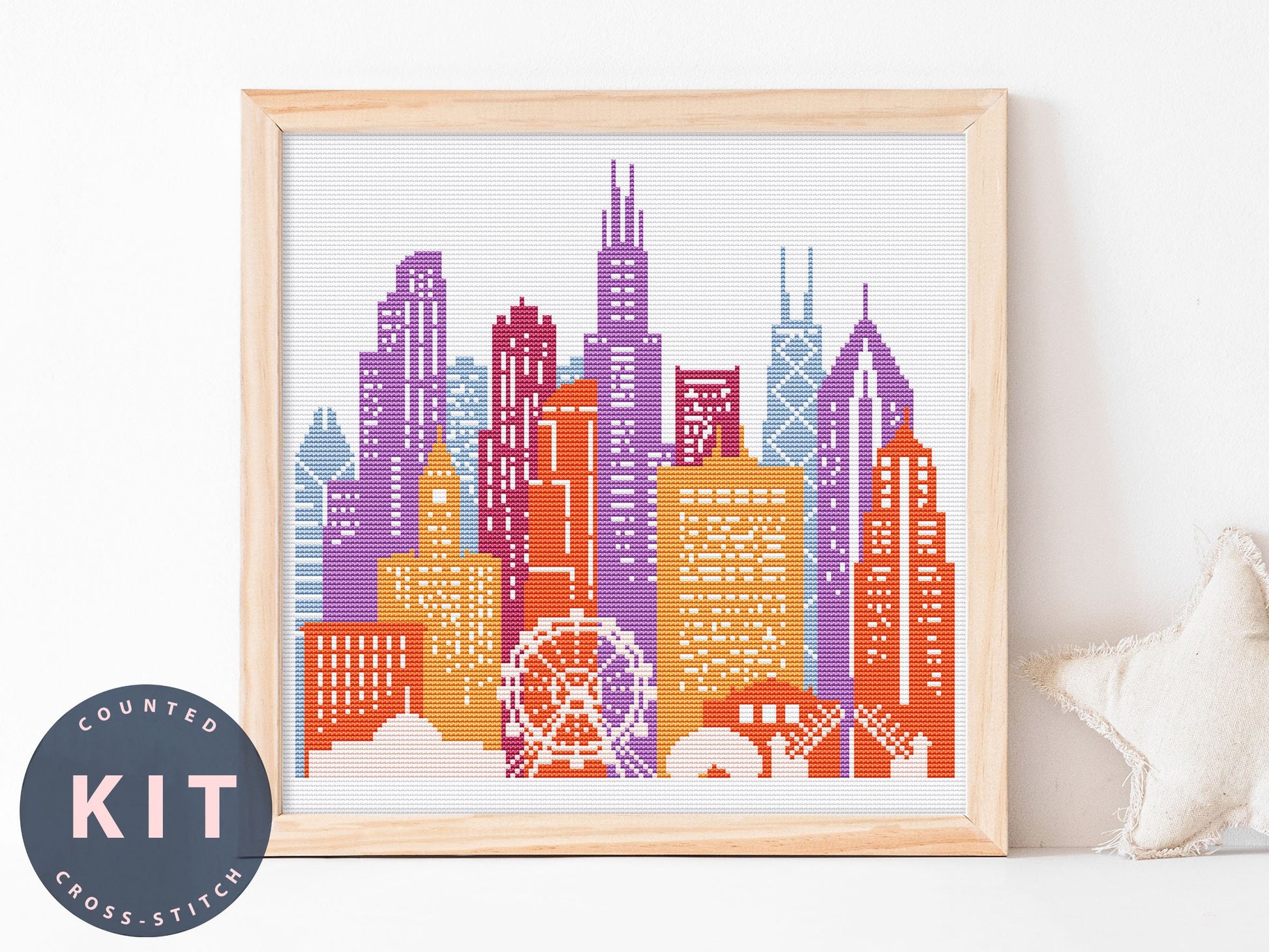 Chicago Cityscape Cross Stitch Kit: Beginner Home Decor