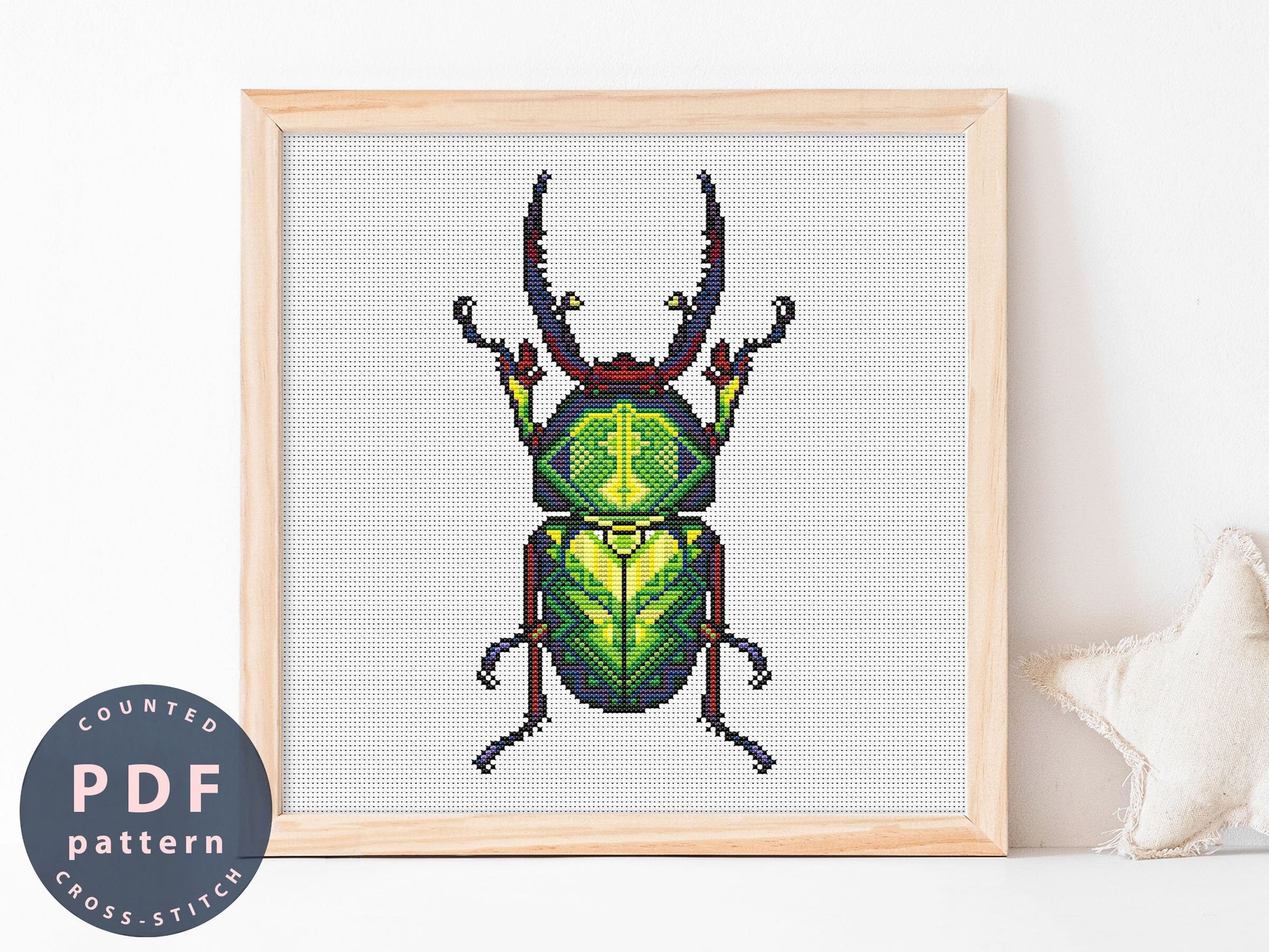 Lamprima Adolphinae Beetle Cross Stitch Pattern: Bug Home Decor (PDF Pattern)