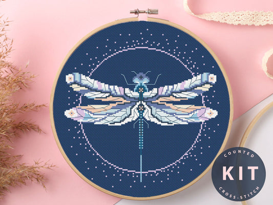 Dragonfly Counted Cross Stitch Kit: Beginner Bug Embroidery