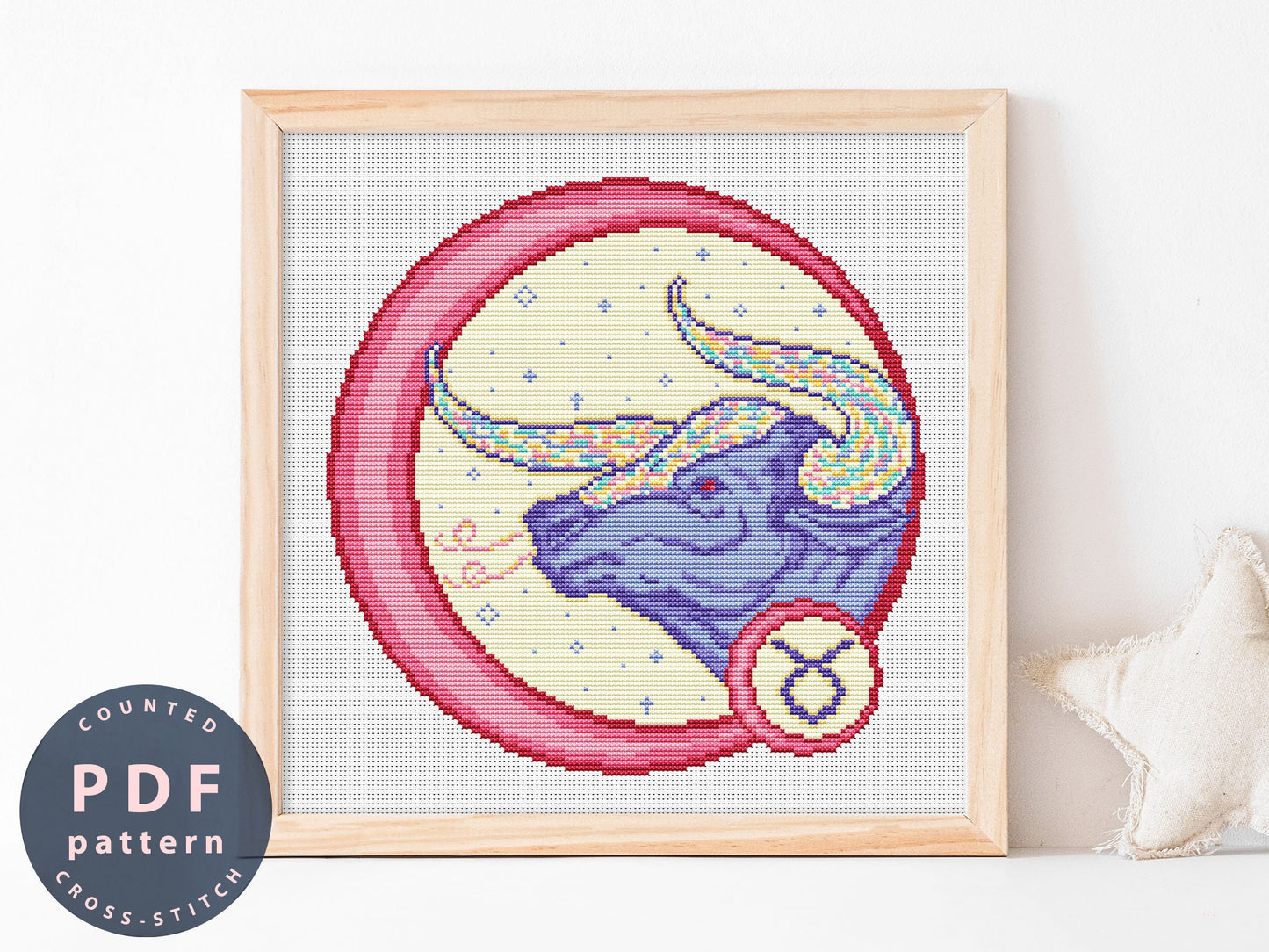Zodiac Taurus Cross Stitch Pattern: DIY Home Decor (PDF)