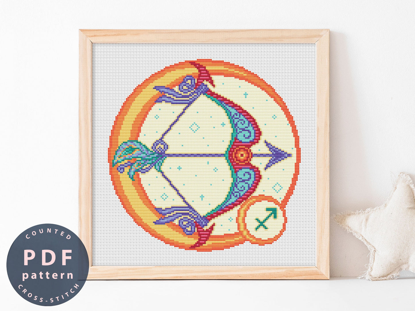 Zodiac Sagittarius Cross Stitch Pattern: DIY Home Decor (PDF)