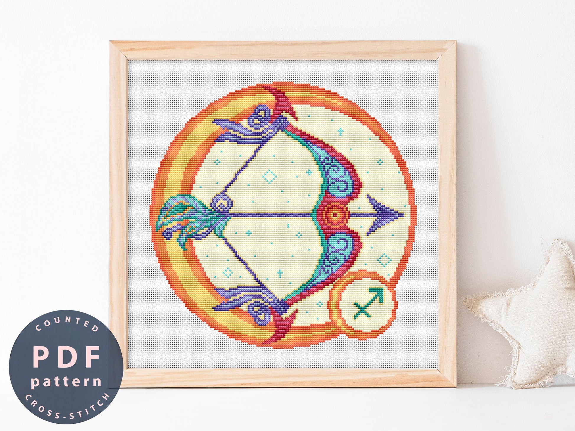 Zodiac Sagittarius Cross Stitch Pattern: DIY Home Decor (PDF)