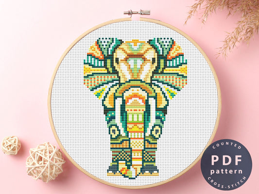 Mandala Elephant Cross Stitch Pattern: Spiritual Embroidery (Digital Download)