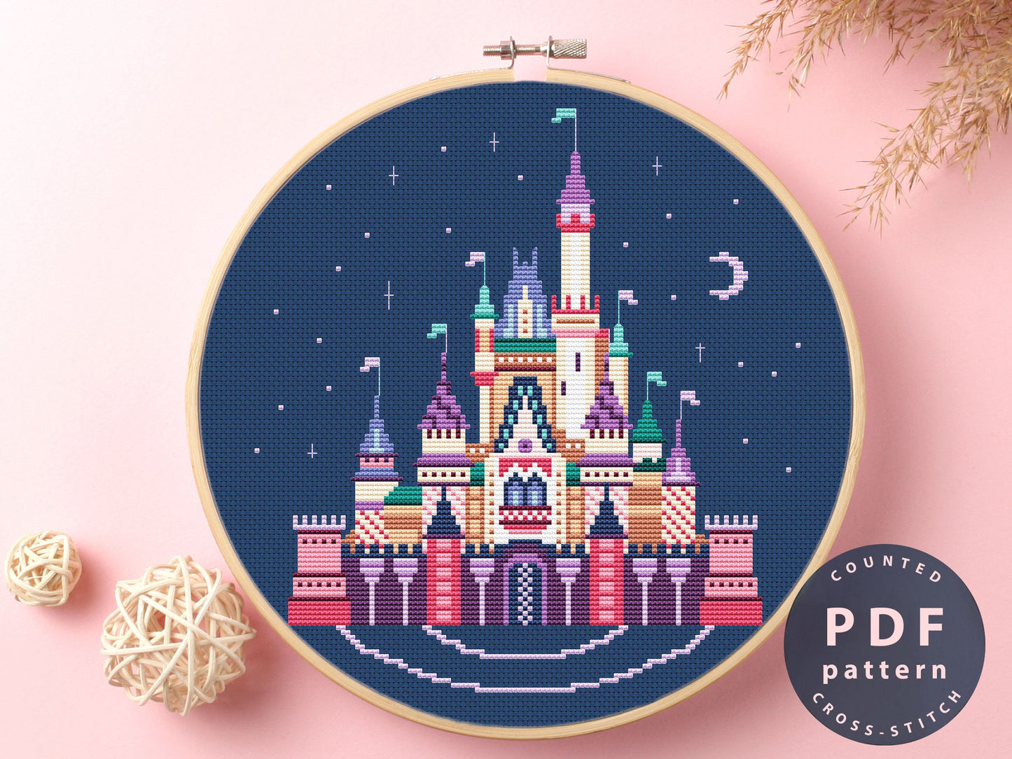 Cinderella Castle Cross Stitch Pattern | DIY Stitch Design (Digital Download)