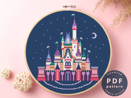 Cinderella Castle Cross Stitch Pattern | DIY Stitch Design (Digital Download)