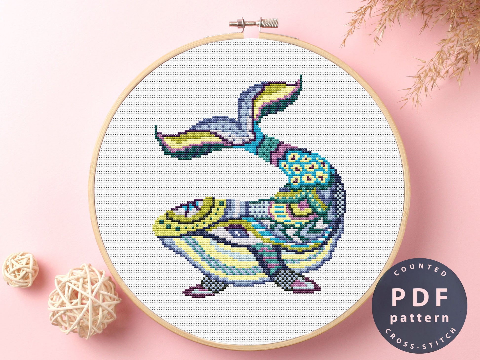 Whale Mandala Cross Stitch Pattern: DIY Home Decor (PDF Pattern)