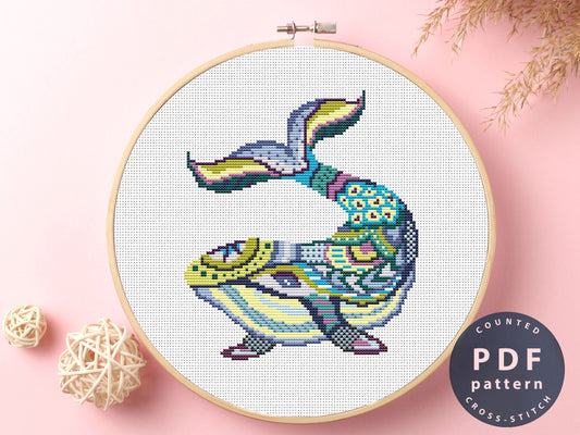 Whale Mandala Cross Stitch Pattern: DIY Home Decor (PDF Pattern)