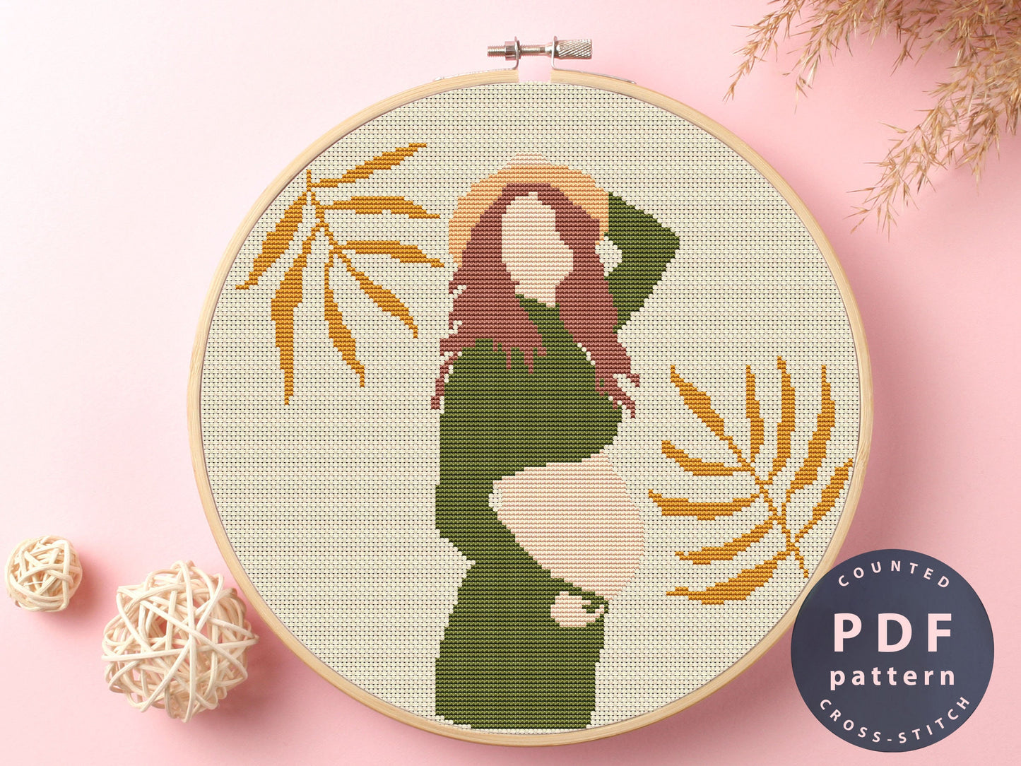 Pregnant Woman Cross Stitch Pattern: Modern Silhouette (PDF Pattern)