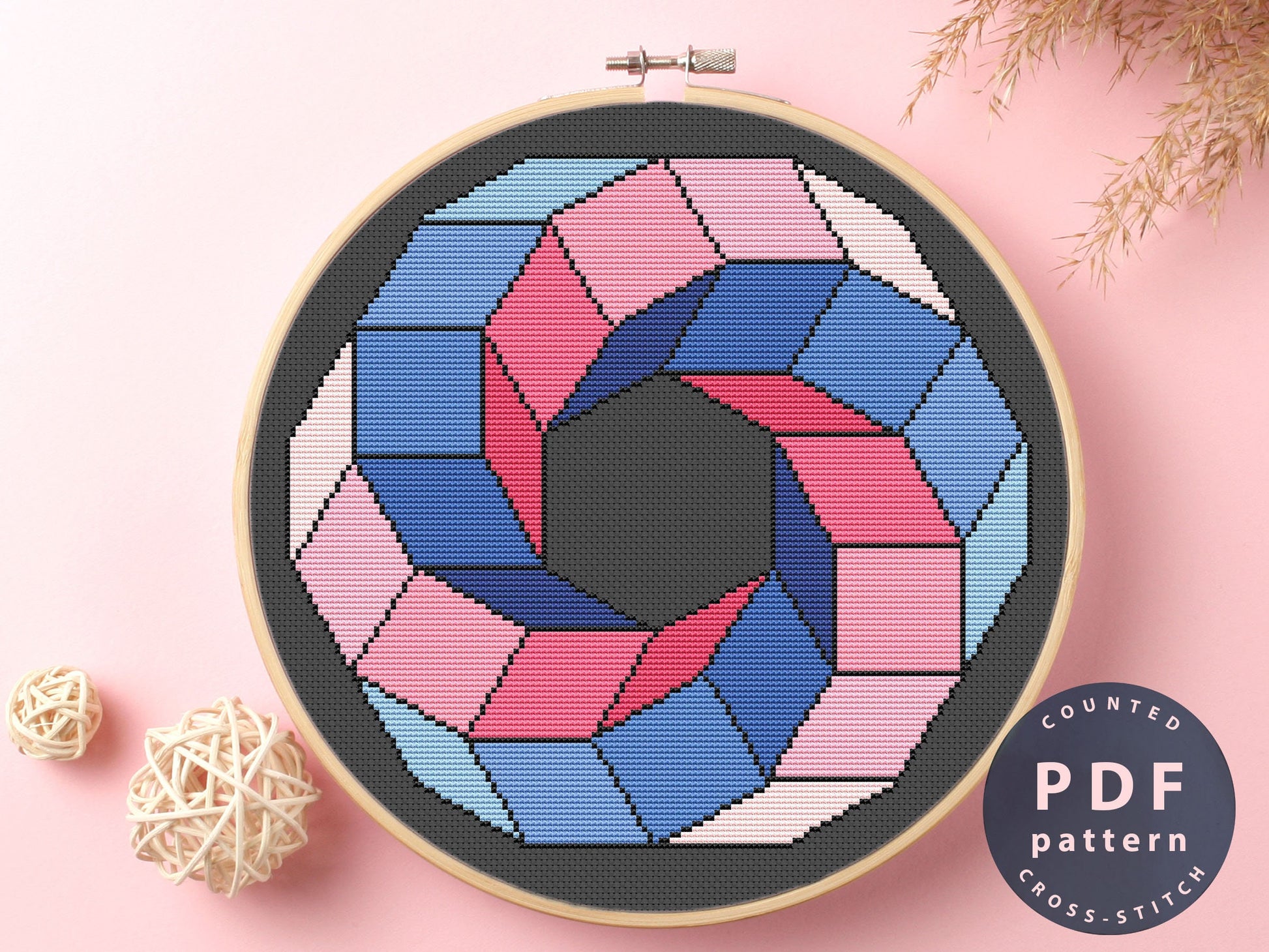 Color Abstraction Cross Stitch Pattern: Modern DIY Embroidery (PDF)