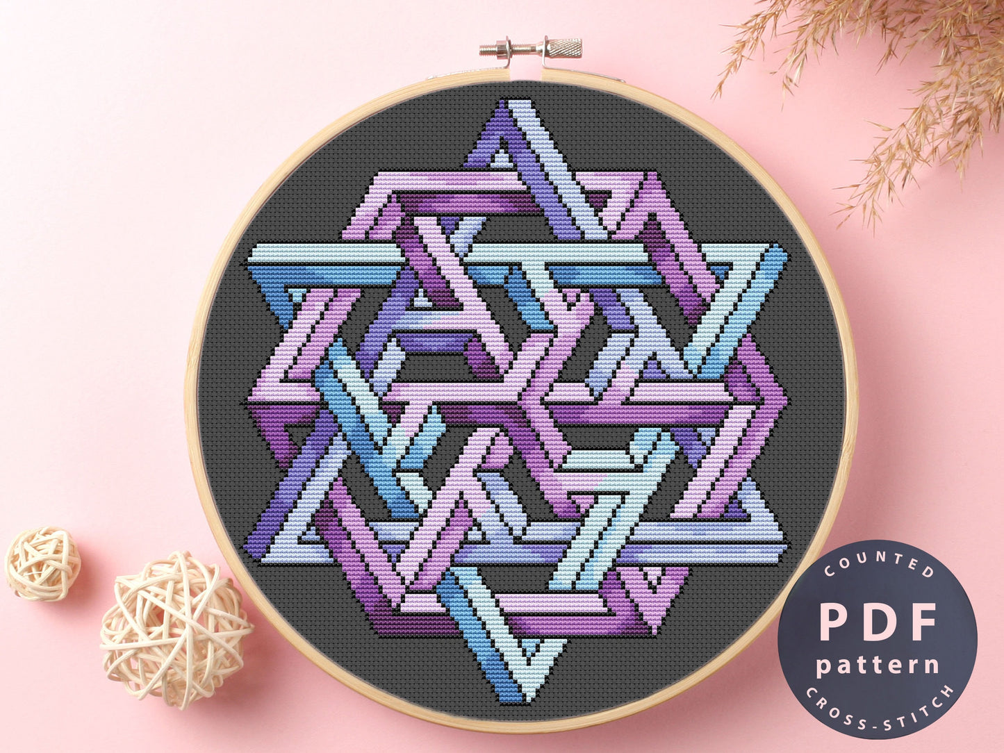 Geometric Color Abstraction Cross Stitch Pattern (PDF)