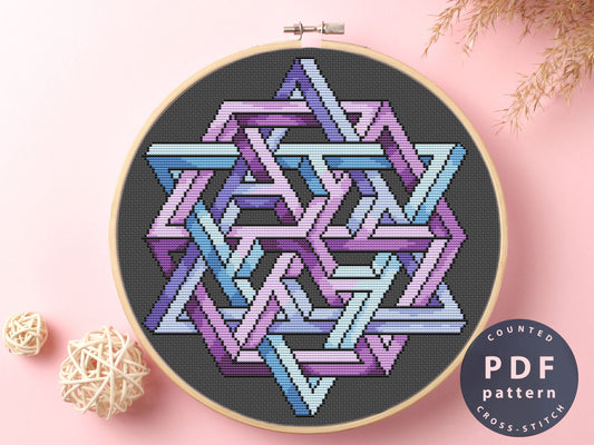Geometric Color Abstraction Cross Stitch Pattern (PDF)