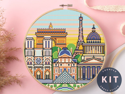 Paris Cross Stitch Kit Beginner #KEMX286