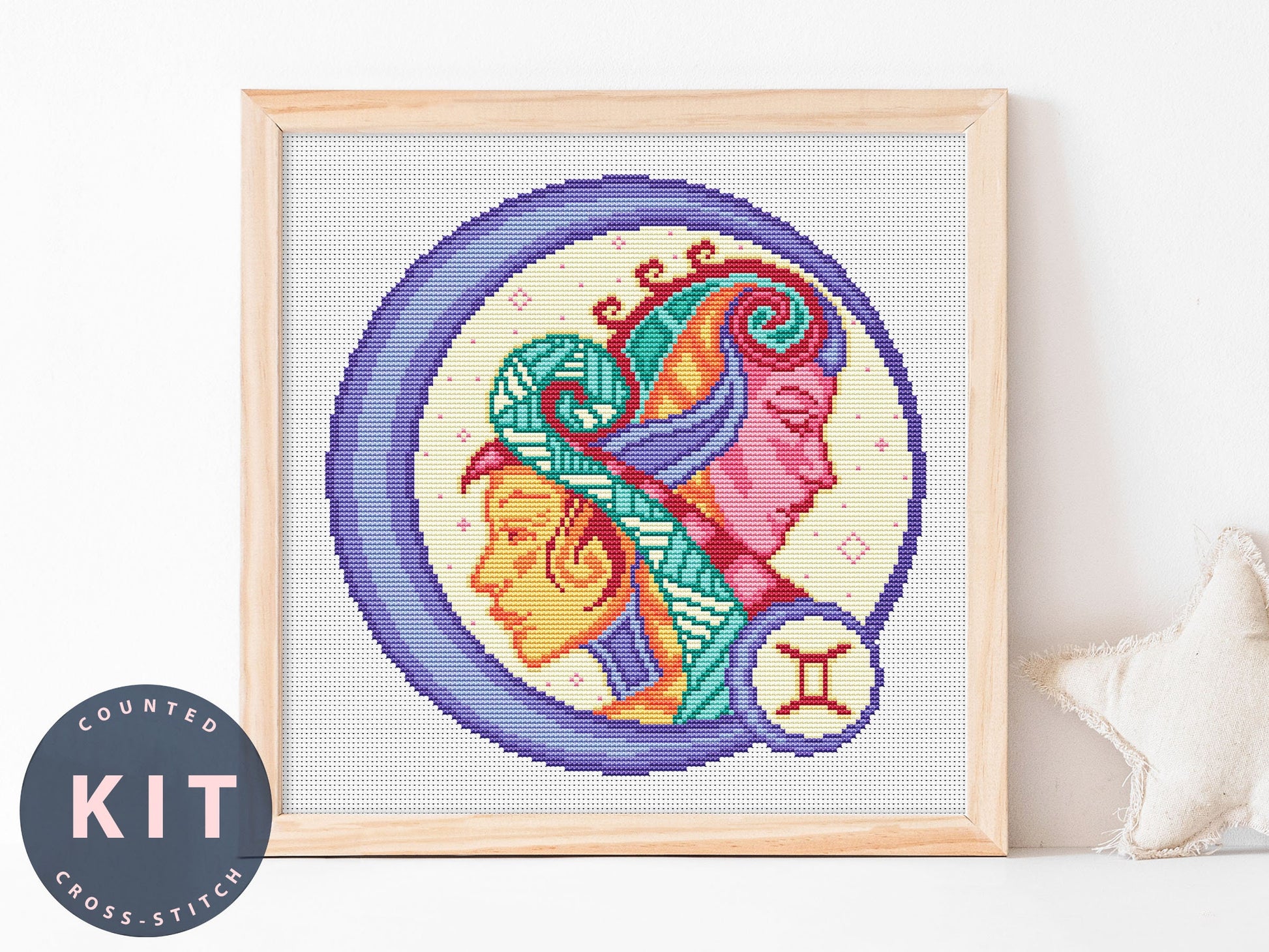 Zodiac Gemini Cross Stitch Kit Beginner #KEMX270