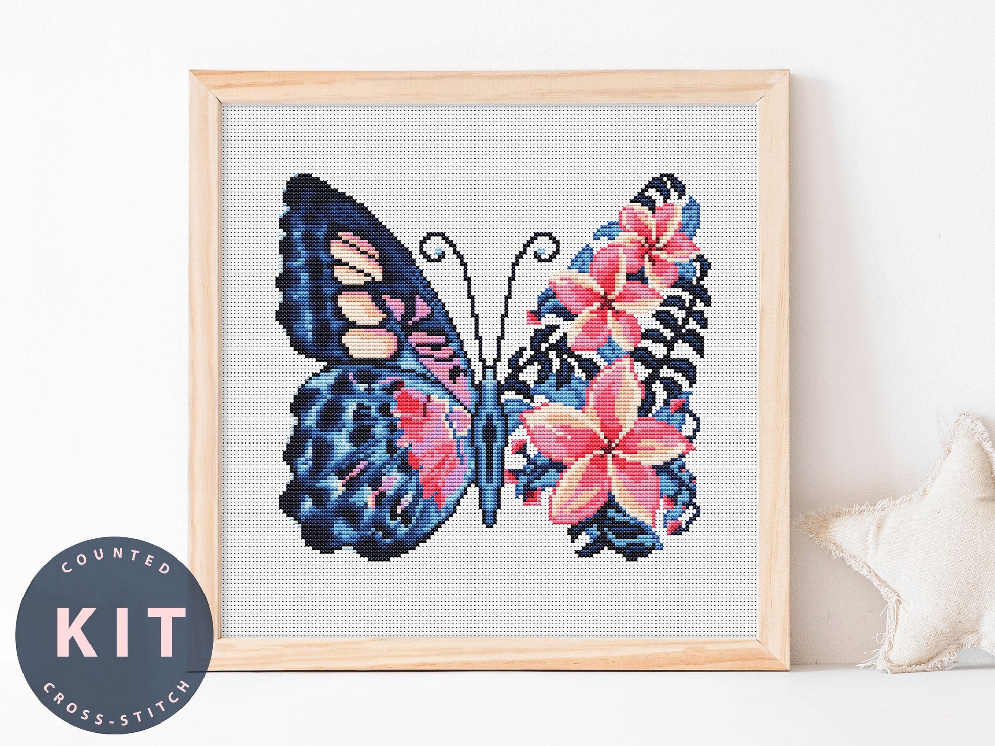 Modern Cross Stitch  Kit For Beginner Butterfly