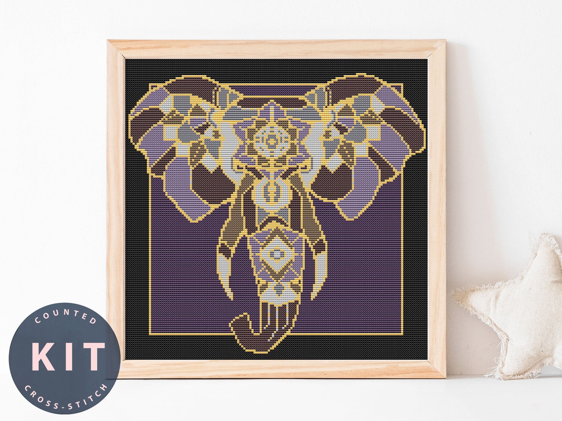 Elephant Cross Stitch Kit: Abstract Beginner DIY Embroidery