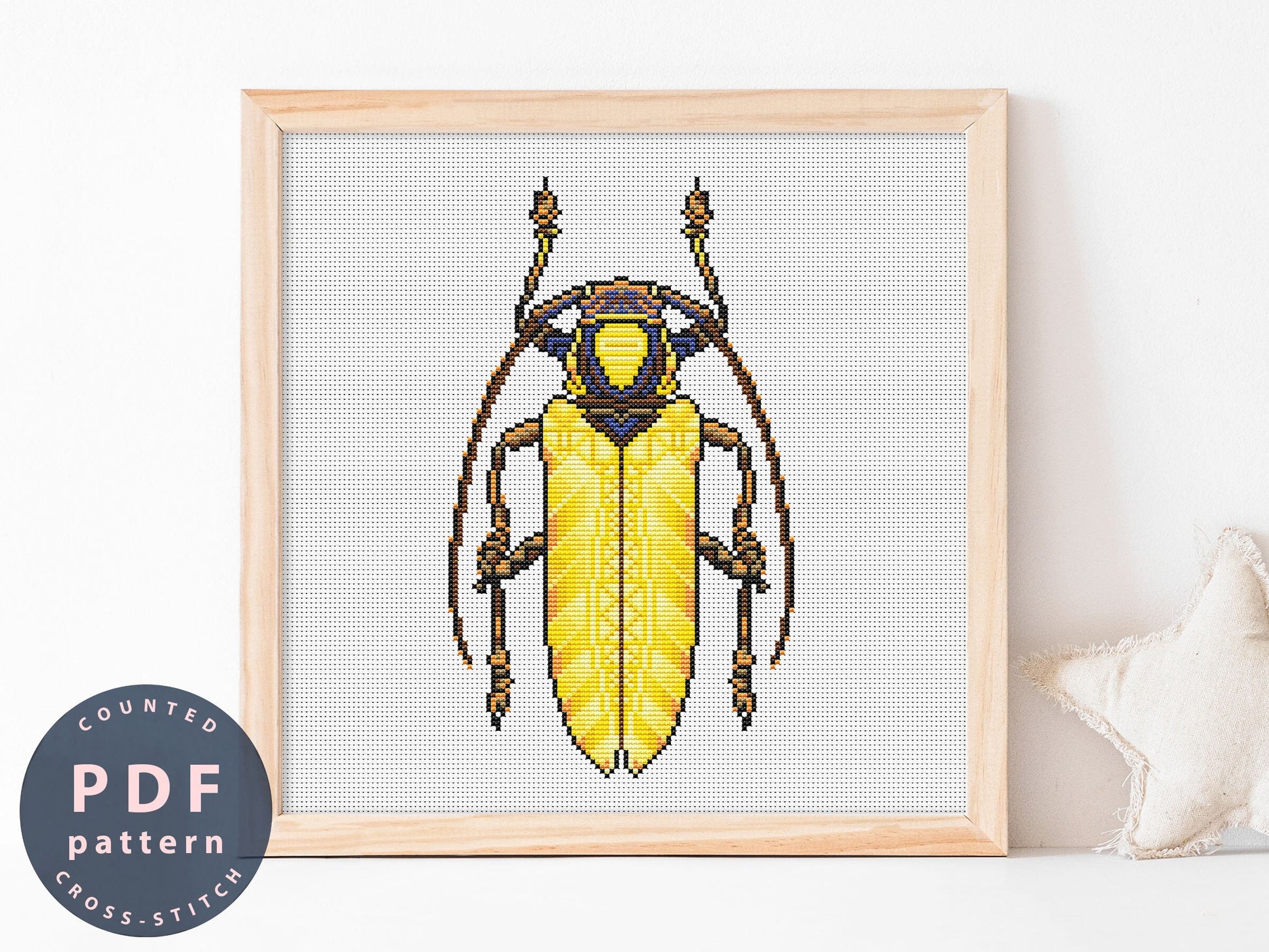 Bug Cross Stitch Pattern: Prosopocera Lusia Beetle (PDF Pattern)