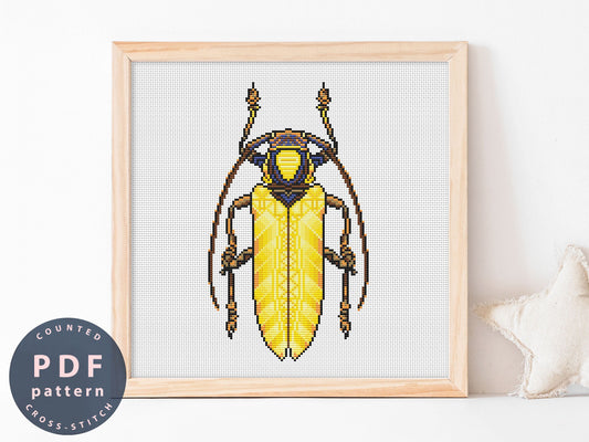 Bug Cross Stitch Pattern: Prosopocera Lusia Beetle (PDF Pattern)