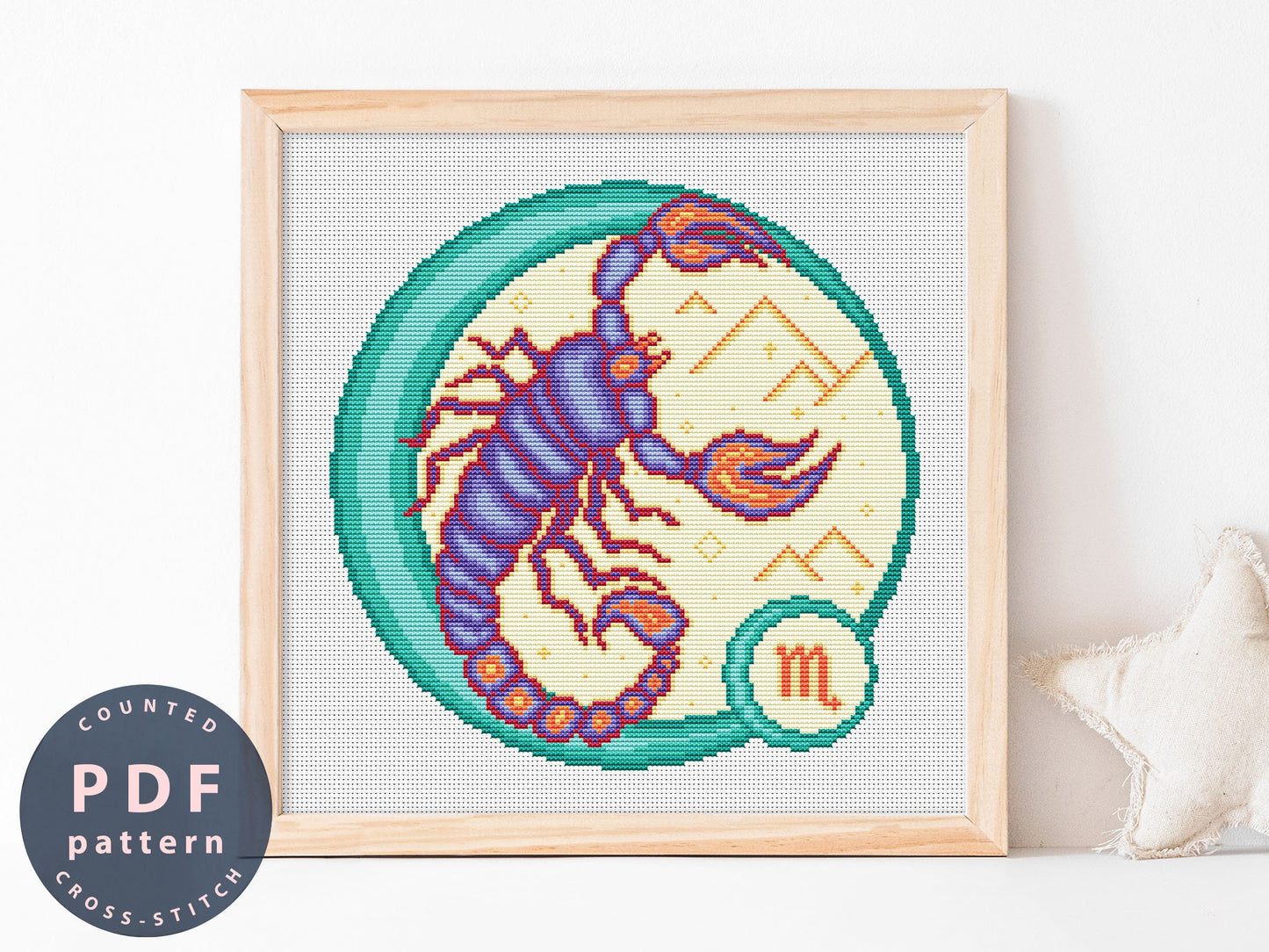 Zodiac Scorpio Cross Stitch Pattern: DIY Home Decor (PDF)