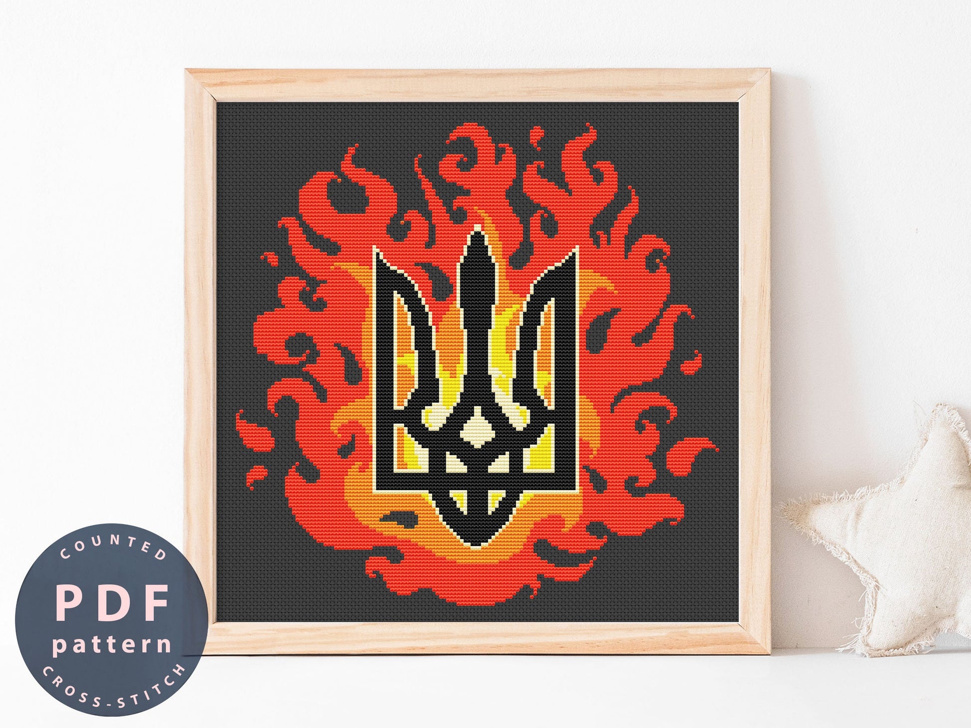 Cross Stitch Pattern Trident And Flame PDF #359