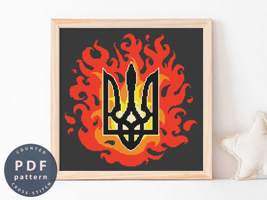 Cross Stitch Pattern Trident And Flame PDF #359