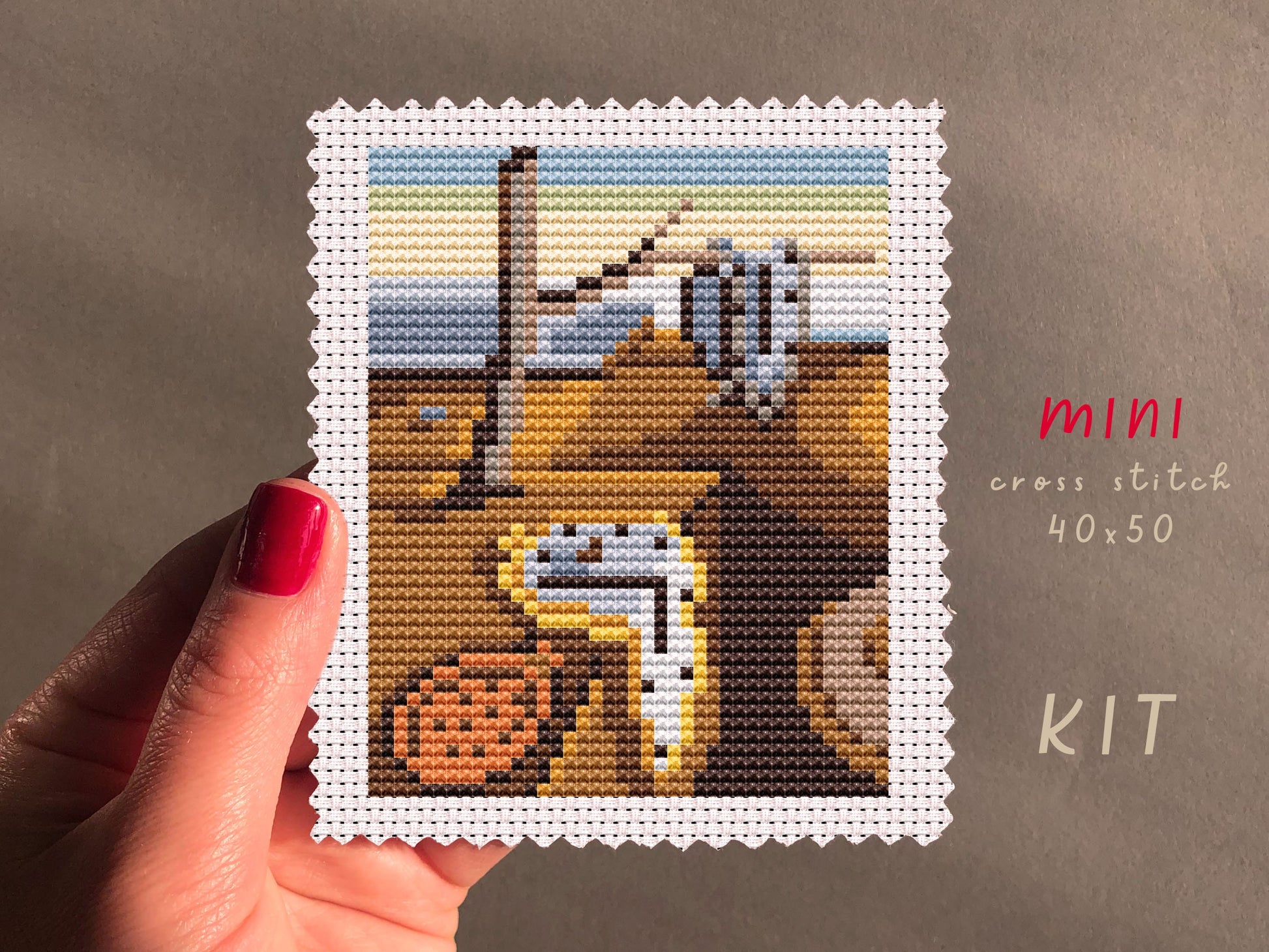 Salvador Dali Cross Stitch Kit: The Persistence Of Memory, Beginner Embroidery