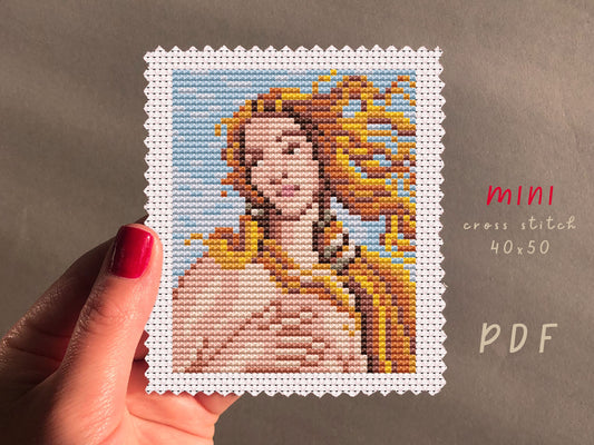 Botticelli's Birth of Venus Cross Stitch Pattern: Beginner Embroidery (PDF Pattern)
