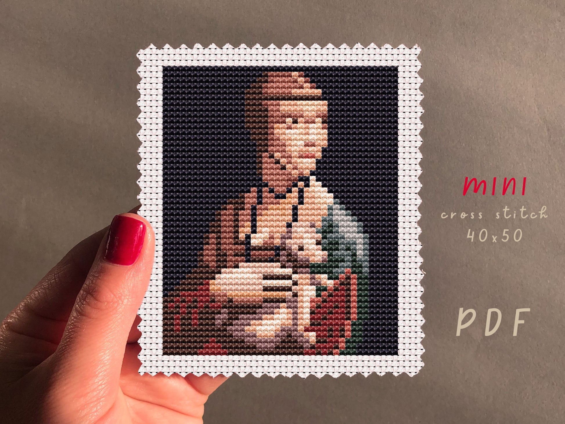 Da Vinci Lady With An Ermine Cross Stitch Pattern: Beginner Embroidery (PDF Pattern)