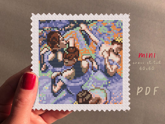 Edgar Degas Blue Dancers Cross Stitch Pattern: Beginner Embroidery (PDF)