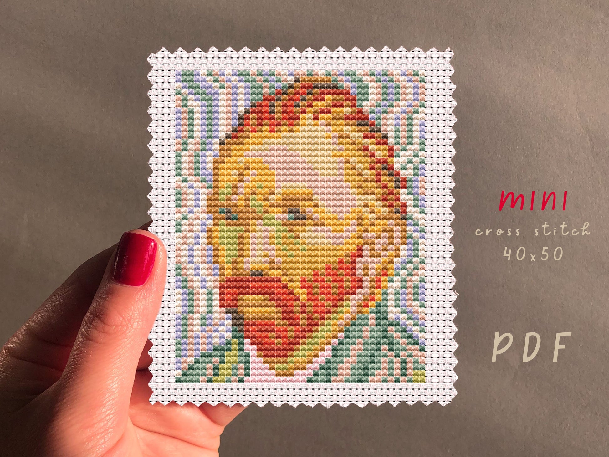 Van Gogh Self Portrait Cross Stitch Pattern: Beginner Embroidery (PDF Pattern)