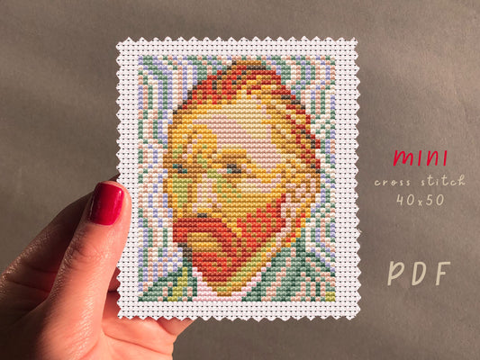Van Gogh Self Portrait Cross Stitch Pattern: Beginner Embroidery (PDF Pattern)