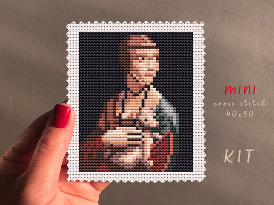 Da Vinci 'Lady With Ermine' Cross Stitch Kit: Beginner Embroidery DIY