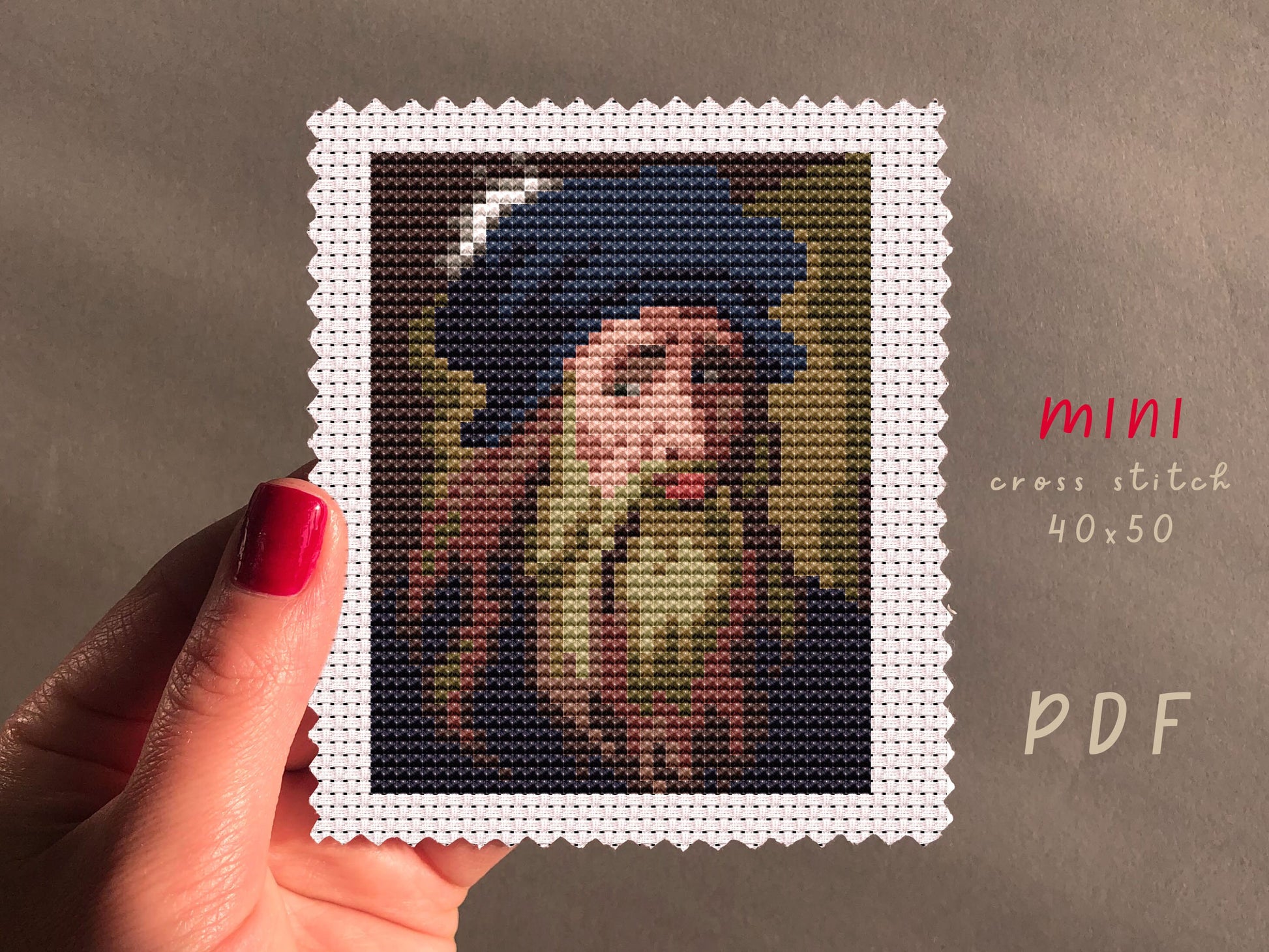 Da Vinci Self Portrait Cross Stitch Pattern: Beginner Embroidery (PDF Pattern)
