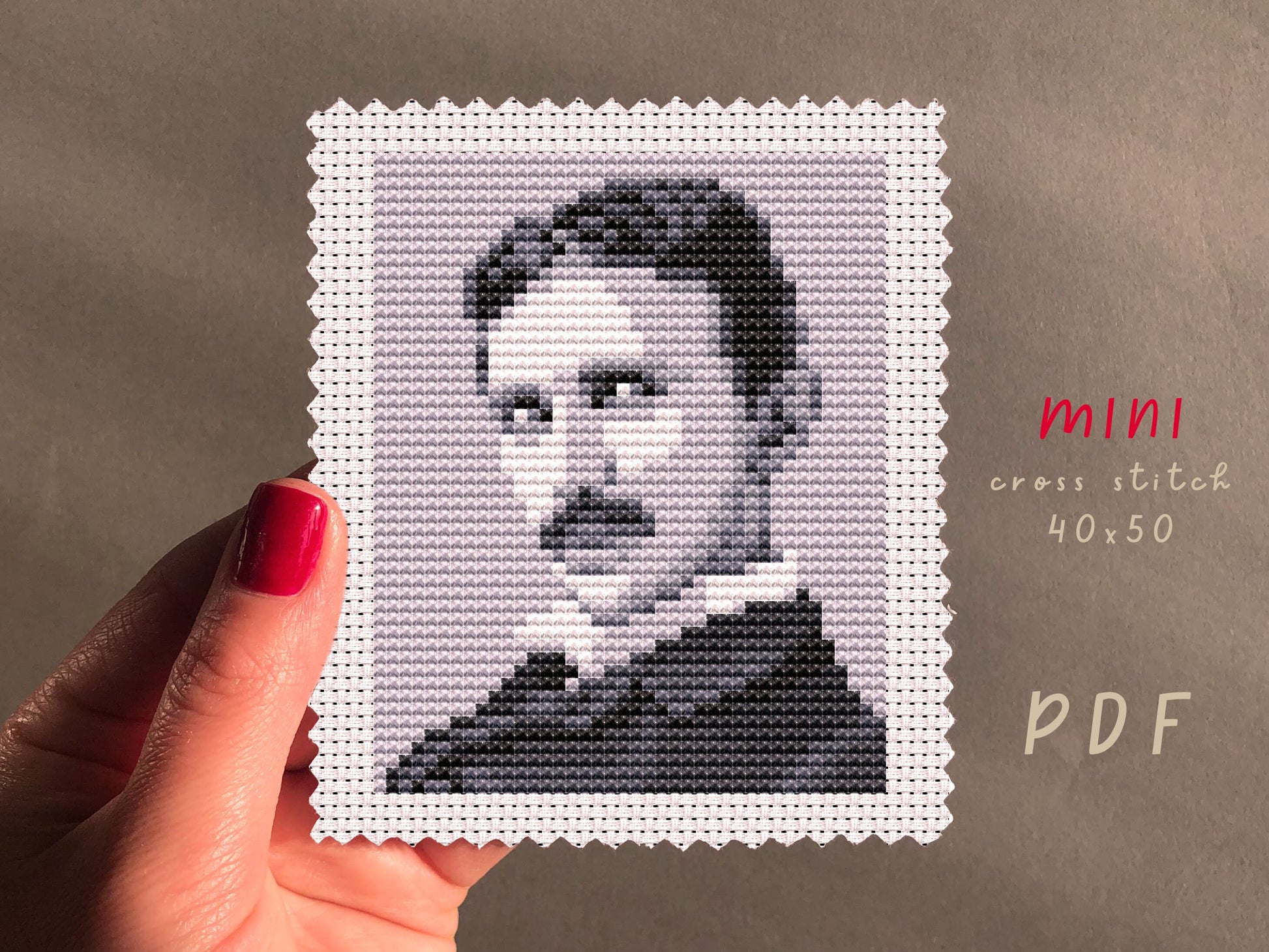 Nikola Tesla Self Portrait Cross Stitch | PDF Pattern | Beginner Embroidery | Cross Stitch PDF | Cross Stitch Counted | Mini Art #EMX465