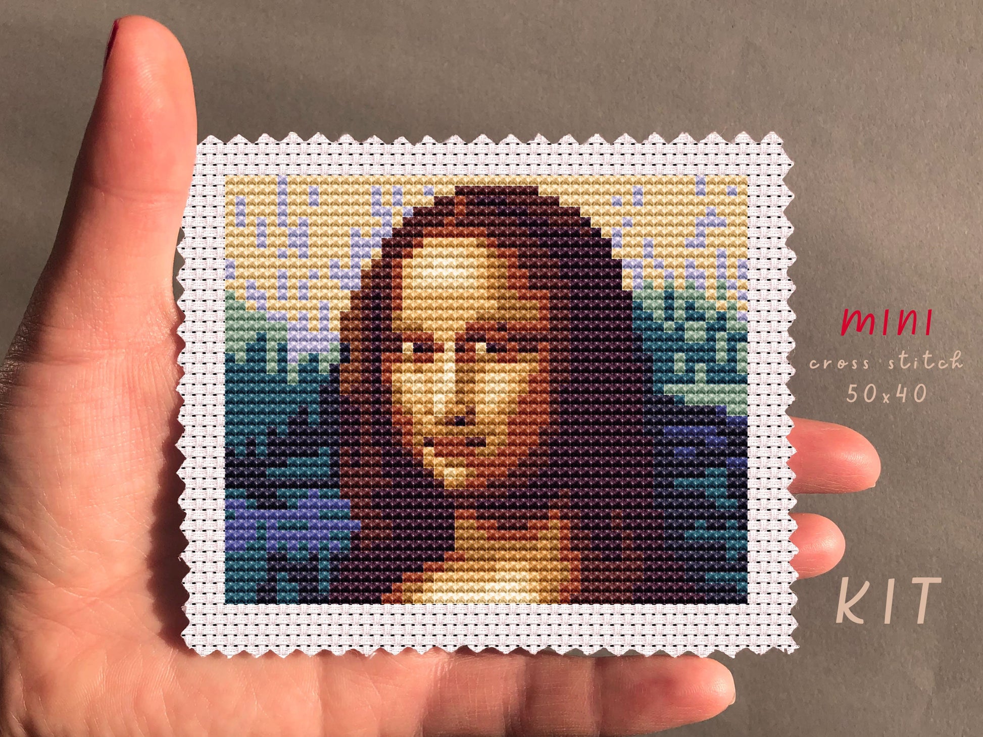 Mona Lisa Cross Stitch Kit: Beginner DIY Embroidery