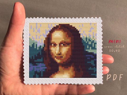 Mona Lisa Cross Stitch Pattern: Beginner Embroidery (PDF Pattern)