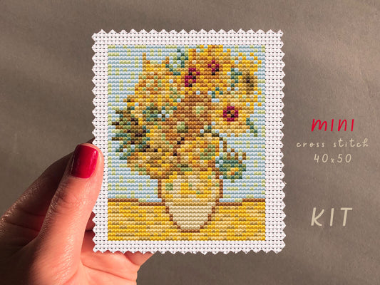 Van Gogh Sunflowers Cross Stitch Kit: Beginner Embroidery DIY