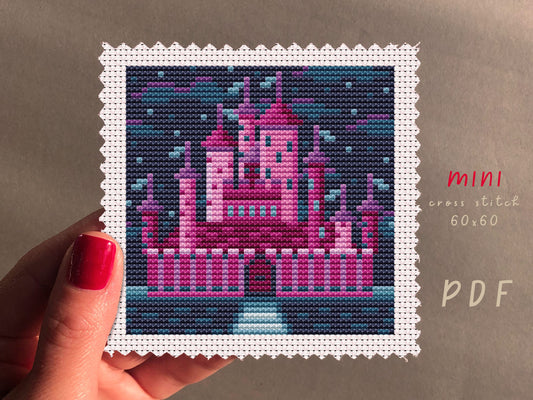 Cinderella Castle Cross Stitch Pattern: Mini DIY Embroidery (PDF Pattern)