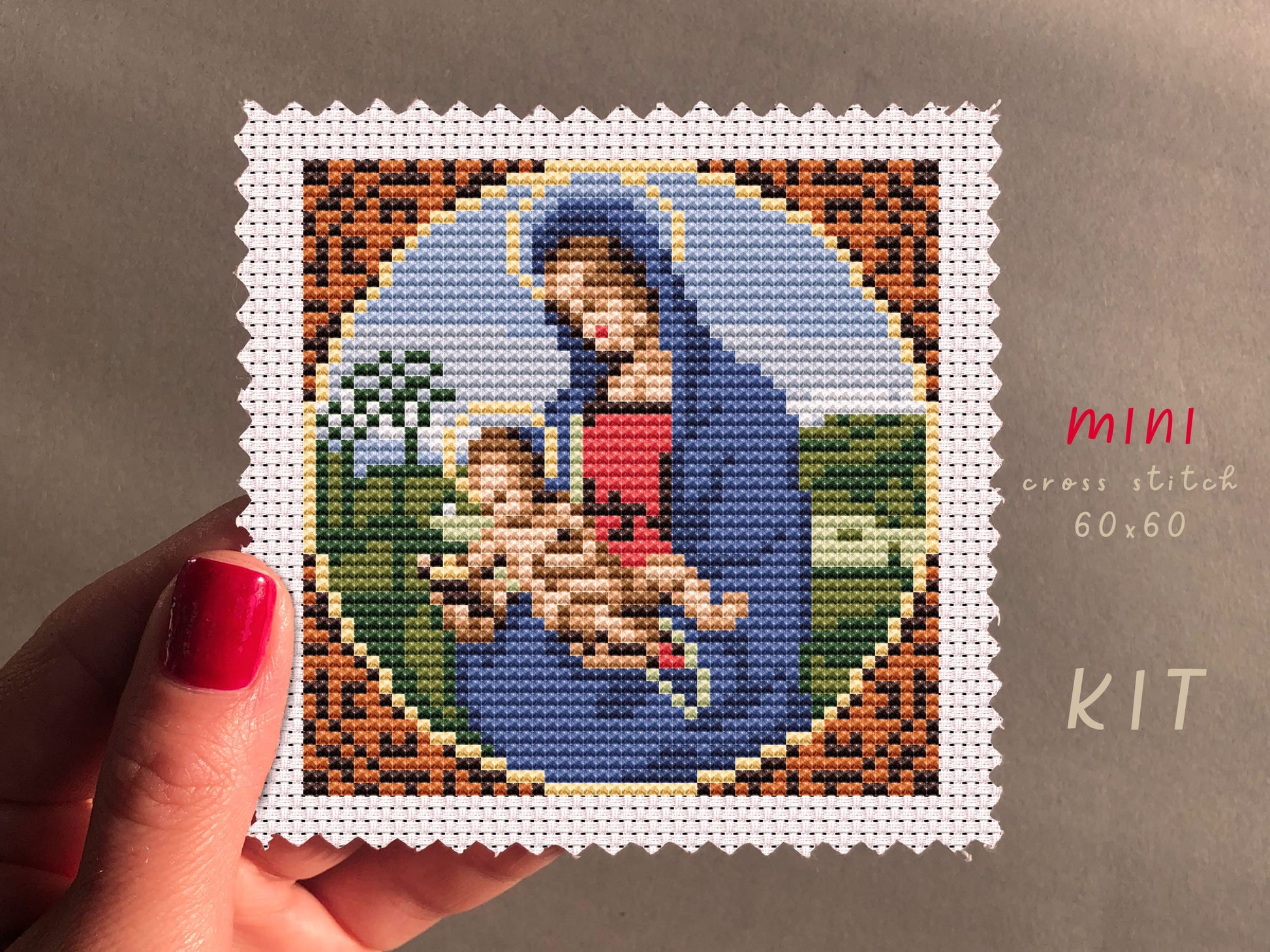 Madonna Conestabile Cross Stitch Kit: DIY Embroidery Ornament