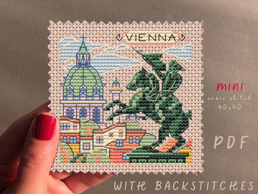 Mini City Vienna Cross Stitch Pattern: Modern Travel Souvenir (PDF Pattern)