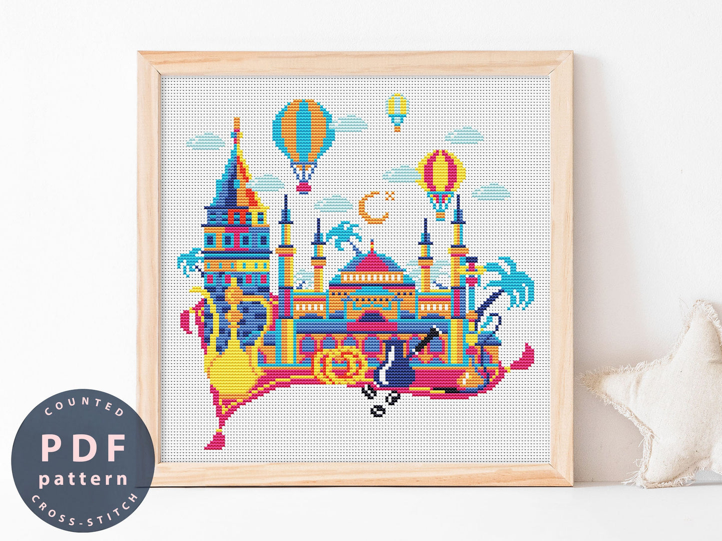 Turkey Cross Stitch Pattern: Colorful City DIY (PDF Pattern)