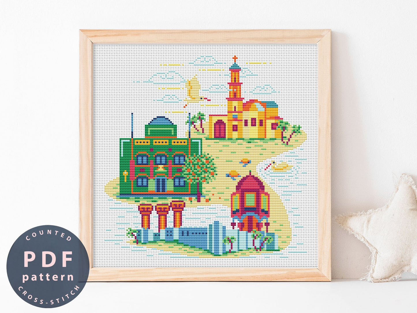 Cyprus Cross Stitch Pattern: Beginner Embroidery (PDF Pattern)