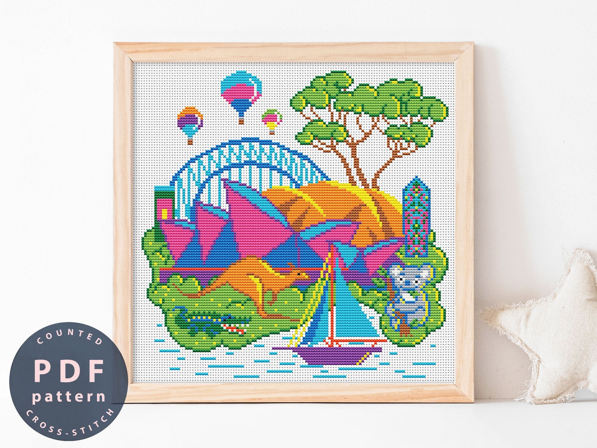 Australia Cross Stitch Pattern: Modern Sampler (PDF Pattern)